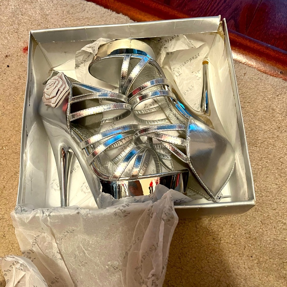 Silver Metallic Platform Stilettos